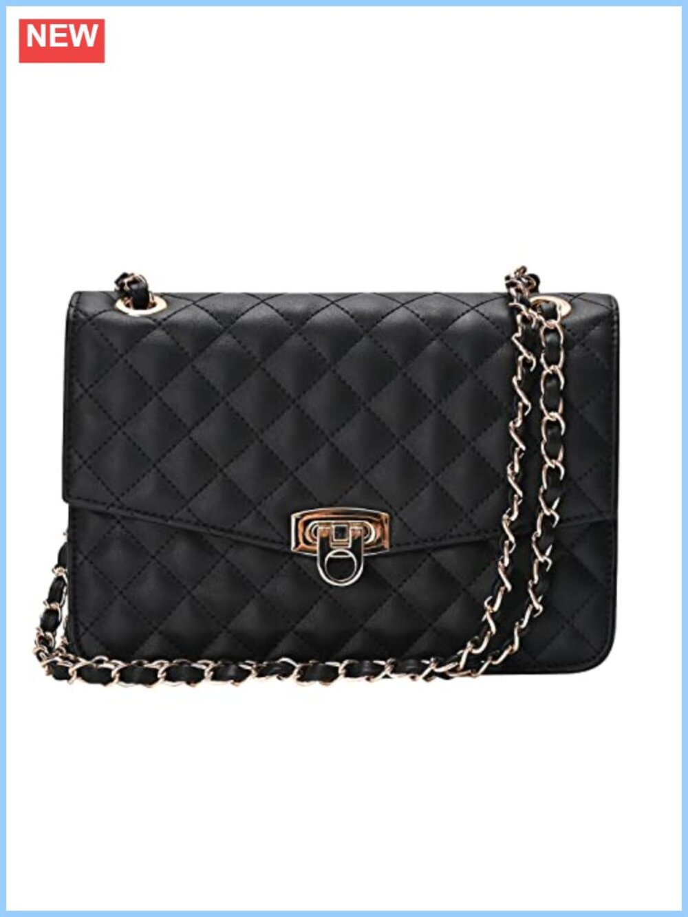 Quilted Vegan Leather Shoulder Crossbody Bag Chain Strap Handbag